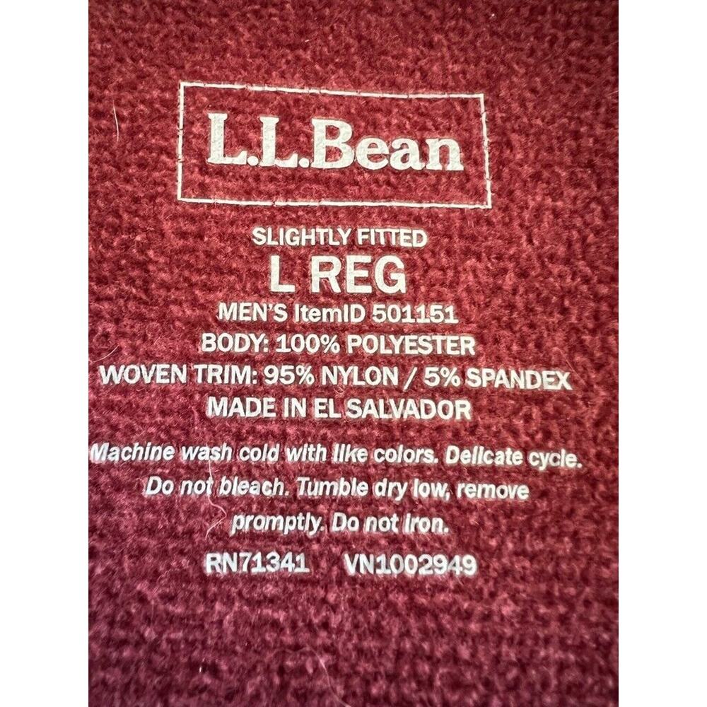 L.L. Bean Trail Fleece Jacket Men's LARGE Red Marled Half Zip Pullover Pocket - Picture 8 of 9